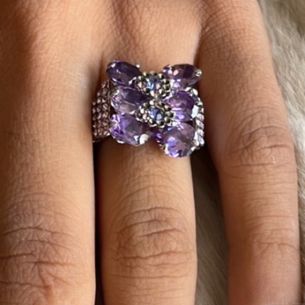 Lavender Gem Butterfly Adjustable Ring - Picture 3 of 8